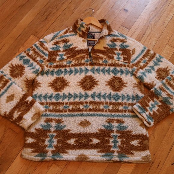 CABIN FEVER by RAMATEX Sweater Women’s XLG Sherpa Aztec Print 1/4 Zip Pullover - Picture 4 of 7